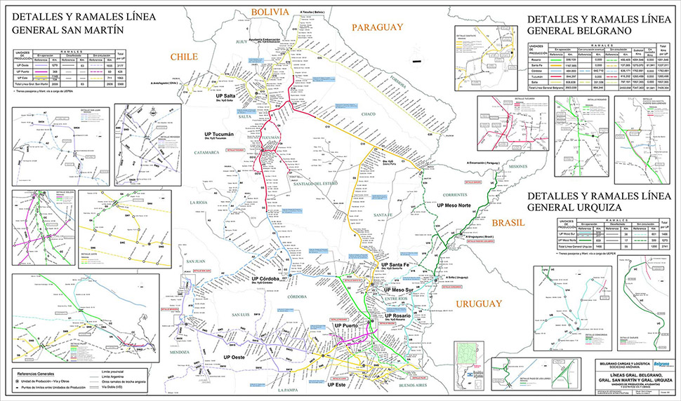 Mapa red de trenes argentinos